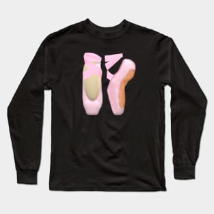 Ballerina Toe Shoes (Black Background) Long Sleeve T-Shirt